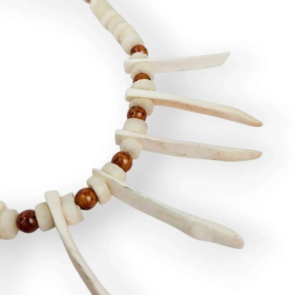 Vintage Heishi Shell Necklace Mermaid Collar Off White Beaded Sterling 15.75